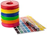 Clothing Rack Size Dividers (42 Pack 6 color) with White Marking Pen for Easy Organizing of Clothes in Closet and Hanger Garment - Round Lightweight Dividers and 8 Colors Stickers Total of 144 Pieces