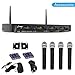 Pyle 4 Channel Wireless Microphone System-Portable UHF Audio Set with XLR Jack-4 Handheld Dynamic Mic, Receiver, Dual Antenna, Power Cable Adapter-for Karaoke, PA, DJ Party Pro PDWM4520