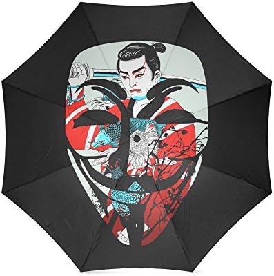 Japanese samurai Pattern - Travel Umbrellas Windproof Rain for Women Men