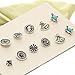 Wivily Retro Rhinestone Turquoise Beautiful Stud Earings Set for Women Girls (6 Pairs)