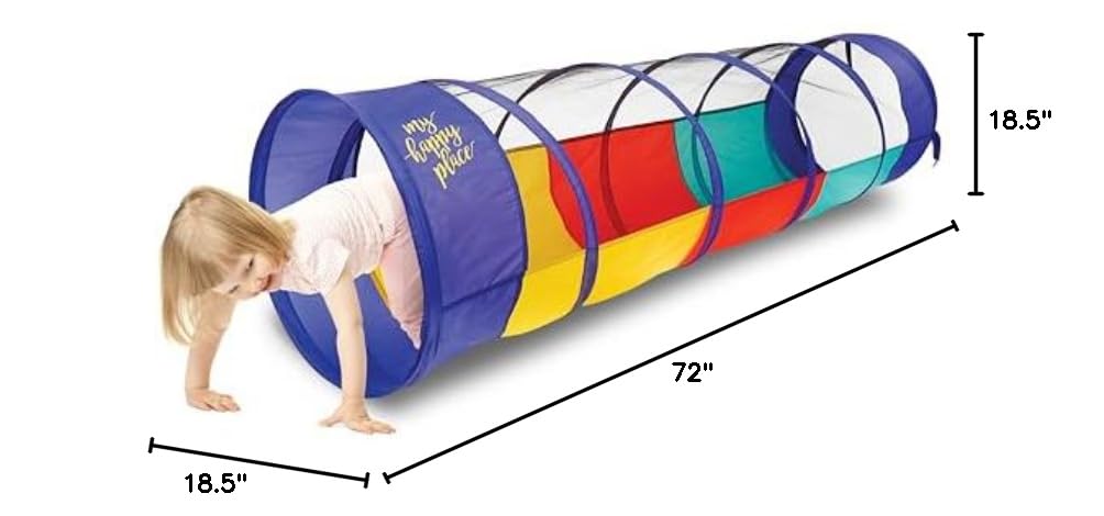 Kiddey Play Tunnel for Kids | Crawl Tunnels with See Through Sides | Outdoor & Indoor Multicolored Tent for Dogs, Toddlers, and Babies | Pop Up Baby Crawling Backyard Tunnel | Balls NOT Included