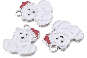 10Pcs Light Gold Christmas Charms Alloy Enamel Pendants for Xmas Decor DIY Gift Cafts Bracelets Necklace Earrings Jewelry Mak