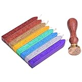 Outus Manuscript Retro Sealing Seal Wax Sticks with Wicks and Seal Stamp for Postage Letter, 9 Pieces