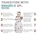 Love To Dream Swaddle UP 50/50 Transition Bag Warm, Mint, Large, 18.5-24 lbs., Patented Zip-Off Wings, Gently help Baby safely transition from being swaddled to arms free before rolling over