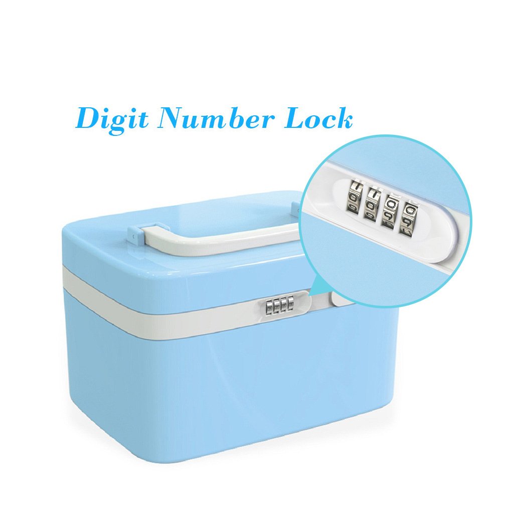 First Aid Case Medicine Storage Drug Pill Container Box Plastic Bin Hand Carry ABS 10L,Cyan