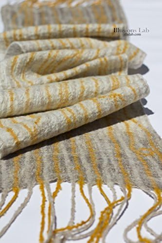 Nuno felted woolen scarf, linen and wool