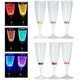 RioRand® LED Wine Champagne Light Up Glasses LED Liquid Activated x 6 Glasses(6 different colors)