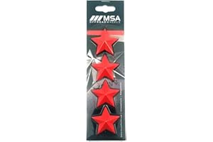 MOTOSPORT ALLOYS (MSA) Set of 4 MSA Red Stars (Fits All MSA Wheel Caps Except M16)
