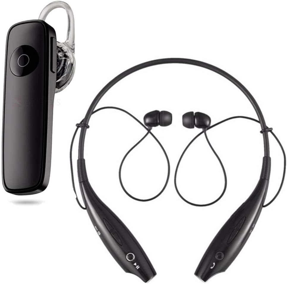 Rednix HBS-730 Wireless Neckband Wireless Earphones with K1 Wireless Bluetooth Headset with Built in Mic for Handsfree Calling, Soft Silicon Earbud, Sweatproof (Color May Vary)