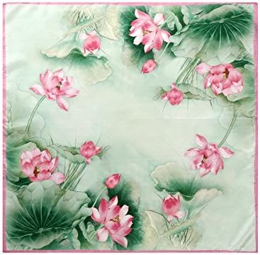 Aqueena Women's 100% Luxury Square Silk Neckerchief Digital Printing Scarf