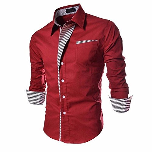 pearl ocean men's cotton & crush casual shirt (red) (x-large)