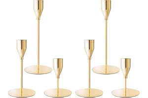 ECHFSM French Gold Taper Candle Holders for Wedding Table Centerpiece,Tall Taper Candlestick Holders Bulk Set of 6,Metal Candle Stick Holders for Dinning or Mantel Centerpiece,Party Home Decor