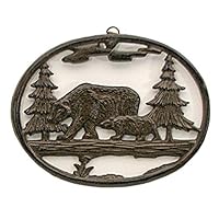 HomeCrafts4U Black Wild Bear Statue Hanging Sculpture Ornament Wall Mounted Decorative Plaques Indoor Outdoor Heavy Duty Forest Grizzly Tree Accent