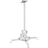VIVO White Scissor Clamp Projector Mount for Drop Ceiling, MOUNT-VP10DP | Universal, 15.5 in Extension, 12.5 in Mounting Range, Adjustable, Extending Arms, No Drilling, Holds 29.7 lbs