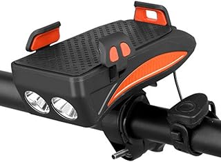 SYCHONG 4 in 1 Wiederaufladbares Fahrrad-Frontlicht-Set - 400 Lumen Super Bright 8+ Stunden, Eingebaute 4000Ma Handy-Powerbank, Fahrrad-Handyhalterung