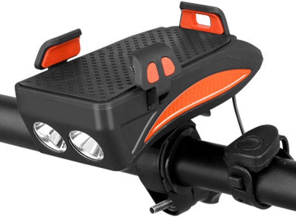 SYCHONG 4 in 1 Wiederaufladbares Fahrrad-Frontlicht-Set - 400 Lumen Super Bright 8+ Stunden, Eingebaute 4000Ma Handy-Powerbank, Fahrrad-Handyhalterung