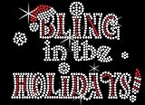 Christmas Bling in the Holidays Rhinestone Iron on T Shirt Transfer