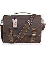 Jack&amp;Chris men's Genuine Leather Briefcase 16" Laptop Bag Messenger Shoulder Bag, NM1860