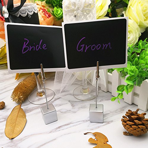 Table Number Holder Name Place Card Holder Memo Clip Holder Stand Note Holder Pictures Card Paper Menu Clip (Silver) (10PCS) - Thumbnail 5