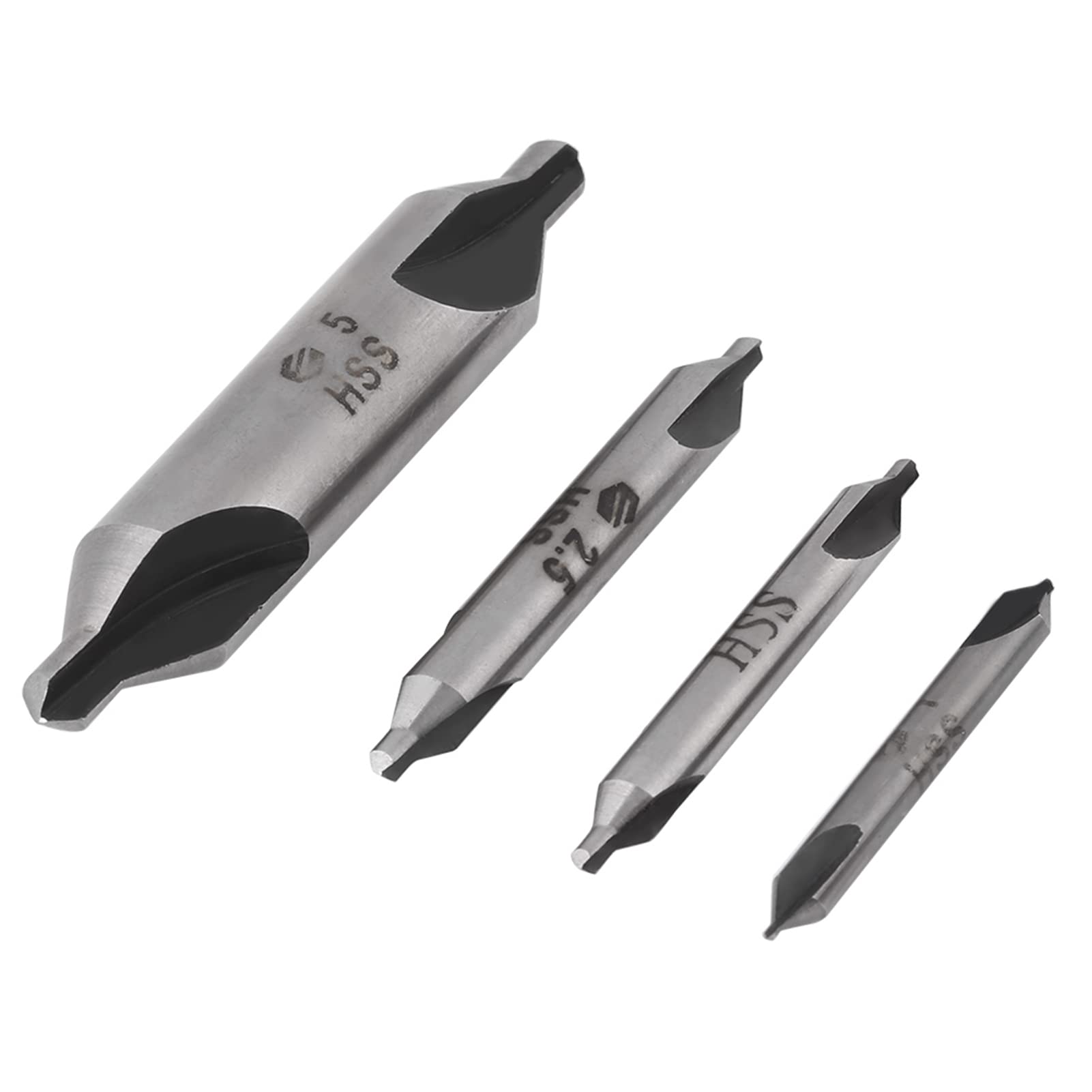 left hand spiral centre drills winlaw centre drill Yusat 4pcs 1/2/2.5/5mm 60 Degree HSS Center Drill Bits Cente Drills Set 6 * 3 * 2