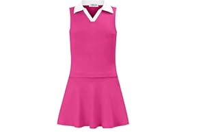 LIONJIE Kids Girls Tennis Golf Dress Outfit Sleeveless Dress with Pockets Athletic Skorts and Polo Tank Top Sets