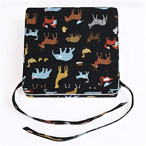 Children Increased High Chair Seat Pad Safe Booster Detachable Washable Dining Cushion (Black-Based Animal Print)