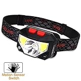 Tinzzi Headlamp Rechargeable, Ultra Bright Motion Sensor Led Head Lamp Waterproof Headlight, 6 Lighting Modes Lightweight for Running Camping Hiking Night Fishing