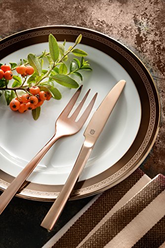 DANIALLI	20-Piece	Rose	Gold	Flatware	Set	For	4,	Modern	Sleek	Design	Bronze	Silverware	Set,	Copper	Colored	18	10	Stainless	Steel	Utensils,	Include	Knife/Fork/Spoon,	Dishwasher	Safe