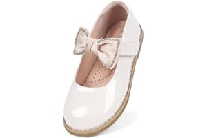 ADAMUMU Toddler Dress Shoes Flower Girl Shoes for Weeding Cute Toddler Mary Jane Shoes Lace Flore Ballet Flat for Walking, Jumping