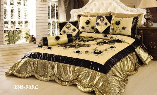 Tache 6 Piece Royal Spring Blooms Patchwork Comforter Quilt Set, King Size