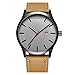 FIZILI 8214 Date Waterproof Leather Strape Analog Quartz Watch for Men-Grey