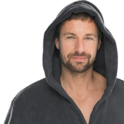aqua-textil Bademantel Damen und Herren Malibu Saunamantel Coral Fleece Morgenmantel mit Kapuze – Bild 3