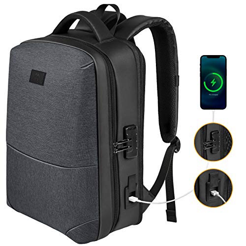 Anti Theft Hard Shell Laptop Backpack 15.6 Inch, Waterproof Expandable
