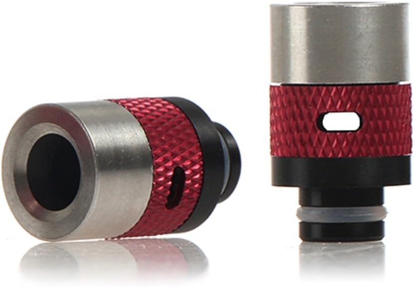Aluminium, Stainless Steel & POM Adjustable Air Flow 510 Drip Tip For Electronic Cigarettes And Vaping Devices (Red) - No Nicotine
