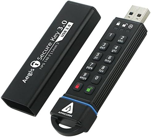 Apricorn 16GB Aegis Secure Key FIPS 140-2 Level 3 Validated 256-bit Encryption USB 3.0 Flash Drive (ASK3-16GB)
