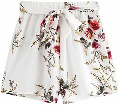 Hot Sale!Women Shorts Daoroka Ladies Sexy Floral High Elastic Waist Drawstring Casual Summer Beach Bohemian New Hot Pants (L, White)
