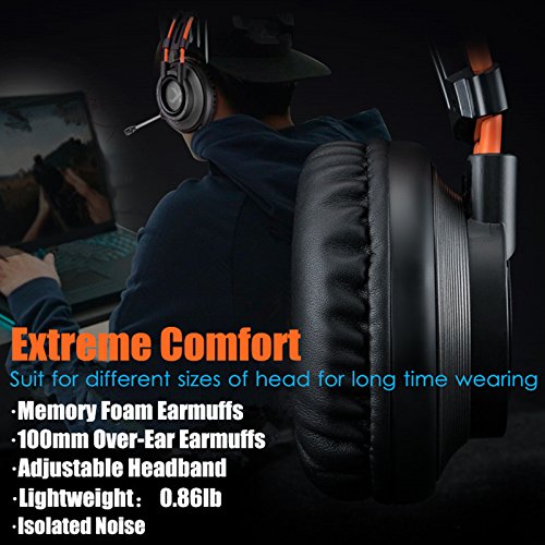 Gaming Headset for PS4 Xbox One, Micolindun Over Ear Gaming Headphones with Mic, Stereo Bass Surround, Noise Reduction for Laptop, PC, Mac, iPad, Smartphones - Thumbnail 5