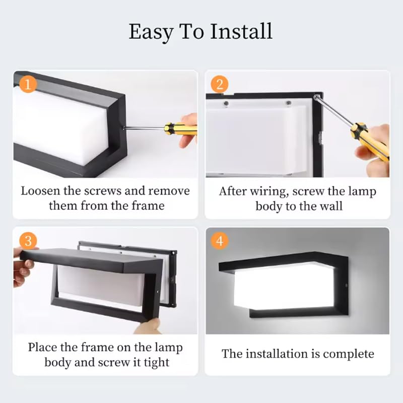 XZM Outdoor Wall Lights, LED wall light 12W Sconce Ip65 Waterproof 3000K Warm White Outdoor Light Fixtures Wall Mount Outside Lights for House Garden Front Bathroom Garage