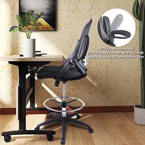 HighBack Mesh Ergonomic Drafting Chair Tall Office Chair Standing Desk