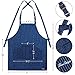 Fine Stripes Denim Apron - Barista, Kitchen, Cooking, Grill, Shop, Bartender, Artist, Stylist, Craft, BBQ, Chef Apron with Adjustable Cross Back Straps, 3 Pockets, Men and Women, One Size Fits All