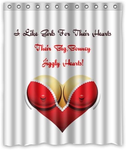 I Like Girls For Their Heart Their Big Bouncy Jiggly Heart Shower Curtain (60" x 72" ) with 12 holes