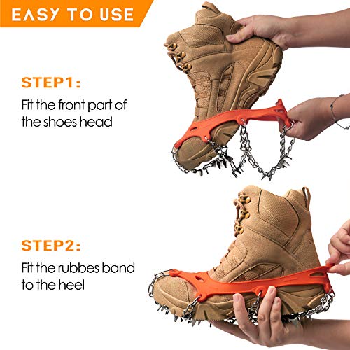 image for EnergeticSky 24 Spikes Crampons Ice Cleats Traction Snow Grips for Boo