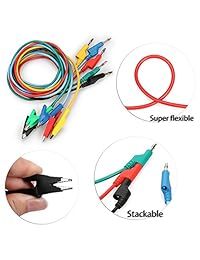 Sumnacon   Cable de prueba de pinza de cocodrilo, 5 piezas de 0.157 in, apilable, colorido de silicona, enchufe de banana para cocodrilo, 4332717279