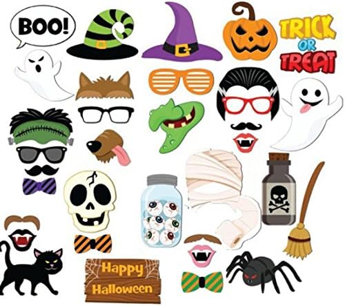 Happy Halloween Party Favors Photo Booth Props DIY Kits - 35 pcs