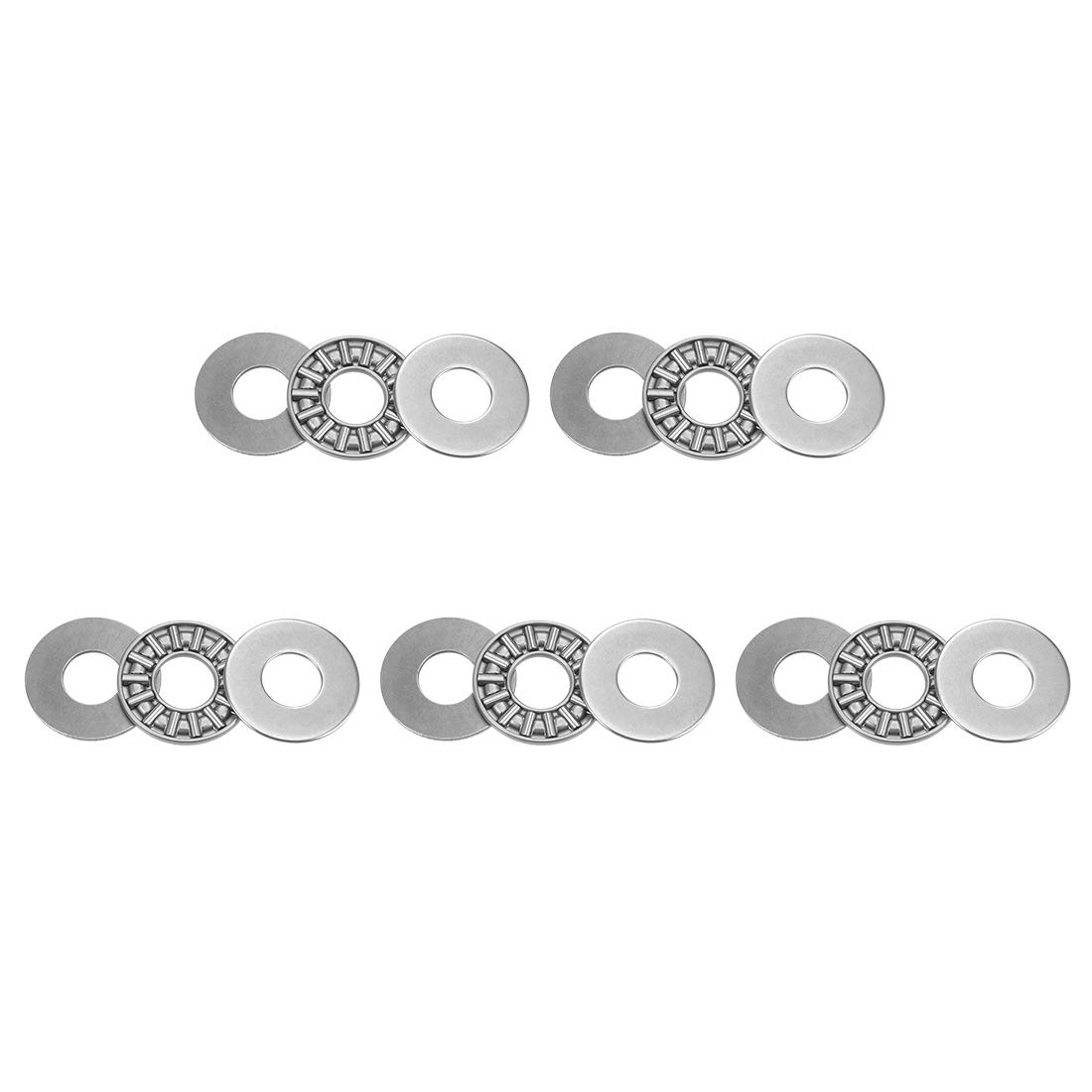 sourcing map AXK1024 Thrust Needle Roller Bearings with Washers 10mm Bore 24mm OD 2mm Width 5pcs