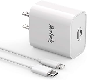 iPhone 12 Fast Charger MFi Certified - Novtech 18W USB C Wall Charger + 6FT C to Lightning Cable - Power Delivery 3.0 Wall Charger Plug for iPhone 12 Mini 12 Pro 12 Pro Max iPad Pro iPad Air - White
