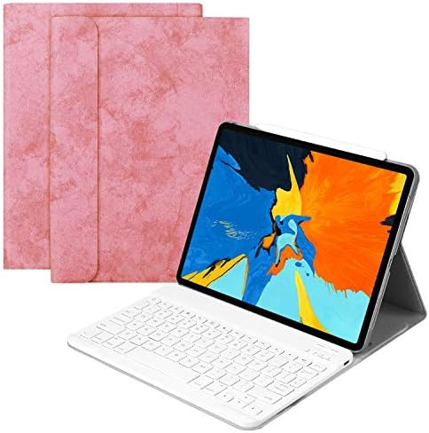 Povinmos iPad Pro 11 2018 Case with Removable Wireless Keyboard & Pencil Slot (Apple Pen Charging Supported) Case Fitting Apple iPad Pro 11 2018 Tablet, Pink