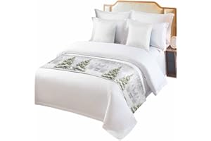 HOMECHOID Winter Bed Runner for Full/Queen Size Bed, Christmas Forest Snowy Pine Tree Snowflake Bedspread Protector Slipcover Bed Scarf for Foot Bed Runners & Scarves for Bedroom Hotel Wedding Room 83x20