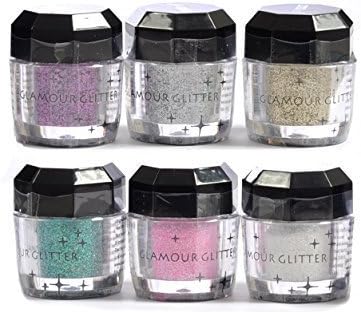 Glomour Glitter For Makeup Eye Shadow,Face Nails 6 Pcs by Treat Beauty
