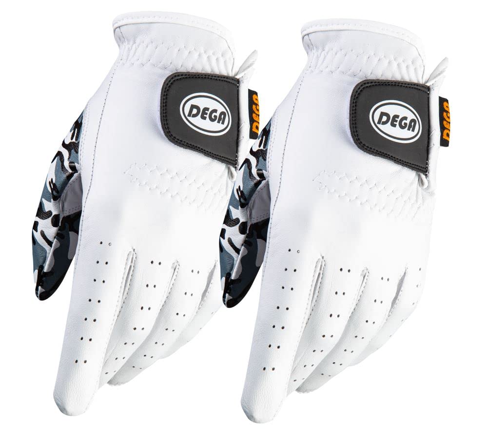 DEGA Golf Gloves 2 Pack 100% Cabretta Leather Golf Glove Men Left Hand Thumb Printed Designs (XL, Camouflage)